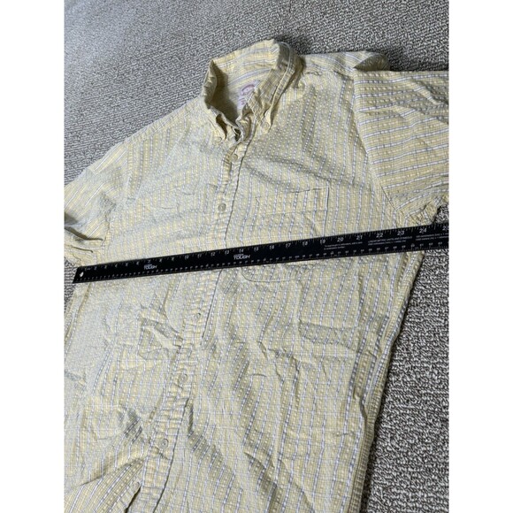 Brooks Brothers Button Down Shirt Men L Yellow/Blue/White Plaid Short Sleeve - Picture 6 of 8